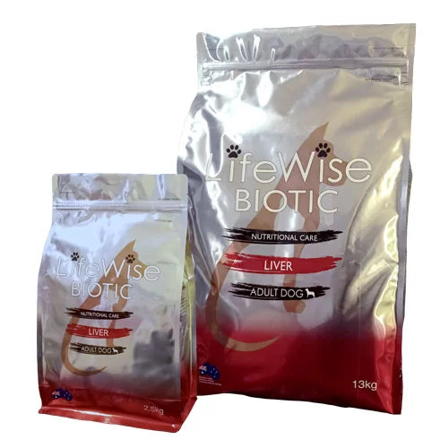 LifeWise Pet Food - Adult Dog - BIOTIC Liver - with chicken, barley, rice, egg & veg 2.5 and 13 KG bag